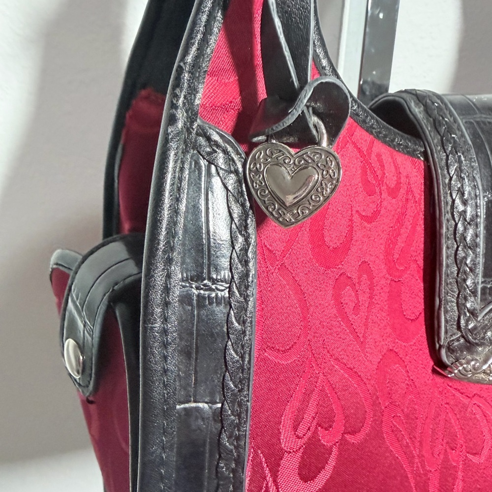 Y2K Red Heart Jacquard Shoulder Bag Black Faux Croc McBling Purse - Picture 6 of 12